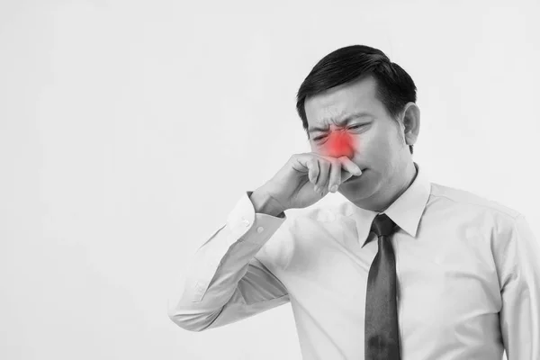 Enfermo con secreción nasal, resfriado, gripe — Foto de Stock