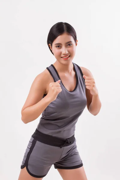 Friska passar fitness kvinna aerobic tränar utövar — Stockfoto