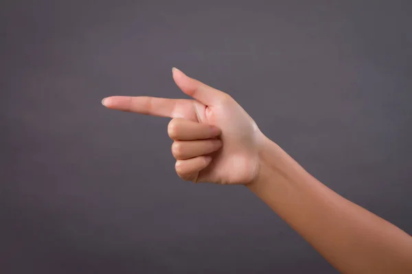 La mano que muestra, apuntando hacia arriba dedo —  Fotos de Stock