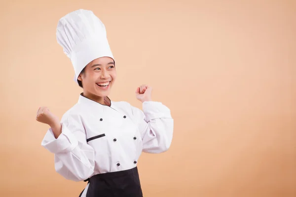 Izgatott nő chef keresi fel — Stock Fotó