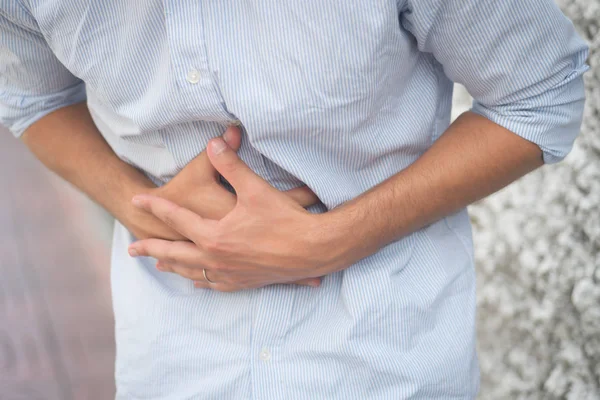 Homem Doente Sofre Dor Estômago Diarréia Constipação Indigestão Flatulência Intoxicação — Fotografia de Stock