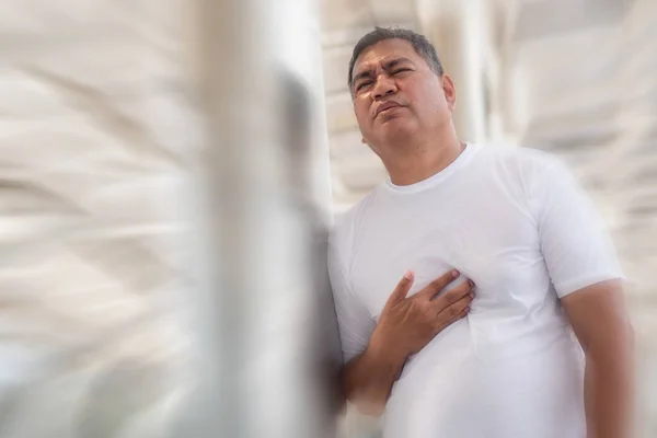 Idoso Idoso Com Doença Refluxo Retrato Doente Estressado Aposentado Homem — Fotografia de Stock