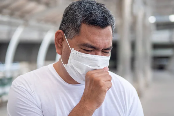 Allergisk Sjuk Gammal Man Hosta Med Ont Halsen Begreppet Man — Stockfoto