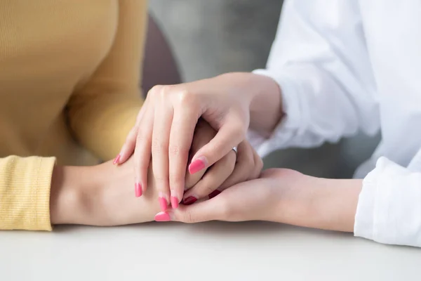 Ärztin Oder Ärztin Der Hand Hand Hand Arbeitend Patientin Oder — Stockfoto