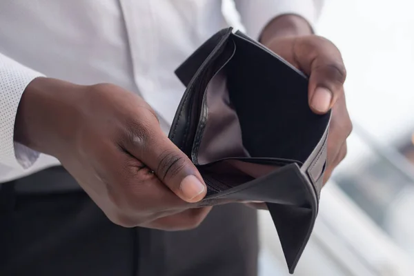 Werkloze Zwarte Afrikaan Heeft Geen Geld Concept Van Geen Geld — Stockfoto