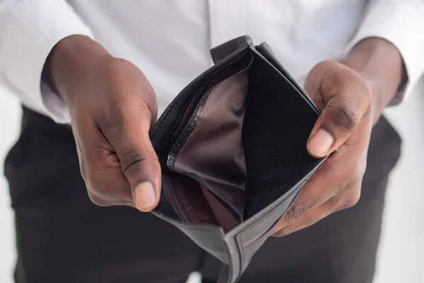 Homem Negro Africano Sem Emprego Não Tem Dinheiro Conceito Nenhum — Fotografia de Stock