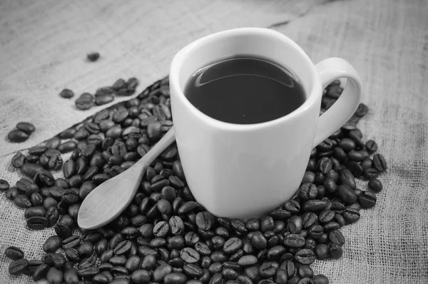 Кофе-бобы с эффектом фильтра blabk и белый стиль — стоковое фото