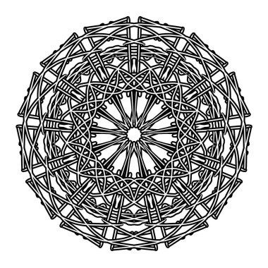  Elle çizilmiş dekoratif unsur. Mandala süsleme. Yuvarlak çiçek desenli. 