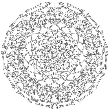  Elle çizilmiş dekoratif unsur. Mandala süsleme. Yuvarlak çiçek desenli. 