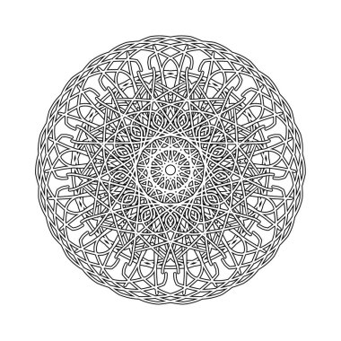  Elle çizilmiş dekoratif unsur. Mandala süsleme. Yuvarlak çiçek desenli. 