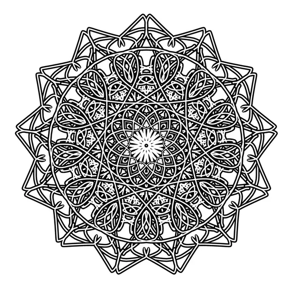 Elle çizilmiş dekoratif unsur. Mandala süsleme. Yuvarlak çiçek desenli. — Stok fotoğraf