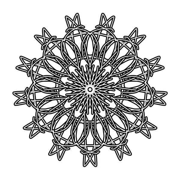 Ručně tažené dekorativní prvek. Mandala ornament. Kulatý květinový vzor. — Stock fotografie
