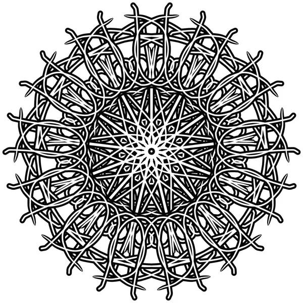 Elle çizilmiş dekoratif unsur. Mandala süsleme. Yuvarlak çiçek desenli. — Stok fotoğraf