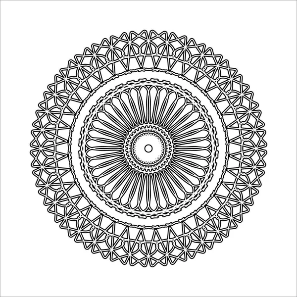 Mandala oriental desenhada à mão vetorial, mandala de doodle étnico com ornamento colorido, modelo decorativo isolado, Islã, Árabe, Indiano, motivos otomanos, EPS 10 — Vetor de Stock