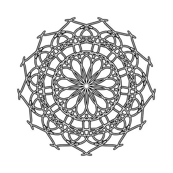 Vektor-handgezeichnetes orientalisches Mandala, ethnisches Kritzelmandala mit buntem Ornament, isolierte Dekorschablone, islam, arabisch, indisch, osmanische Motive, Folge 10 — Stockvektor