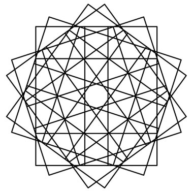 Soyut geometrik şekiller, fütüristik dalgalı fraktal yıldız ve c