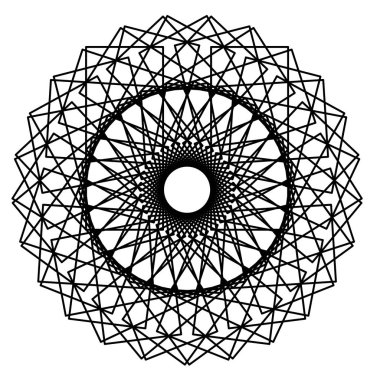 Soyut geometrik şekiller, fütüristik dalgalı fraktal yıldız ve c