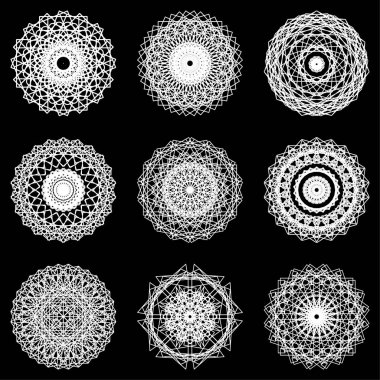 Soyut geometrik şekiller, fütüristik dalgalı fraktal yıldız ve c