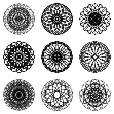 Soyut geometrik şekiller, fütüristik dalgalı fraktal yıldız ve c
