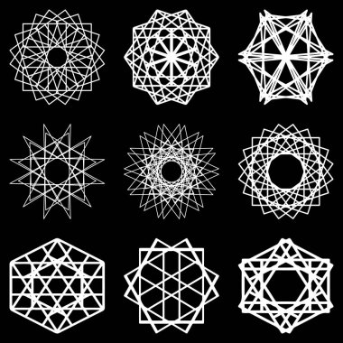 Soyut geometrik şekiller, fütüristik dalgalı fraktal yıldız ve c