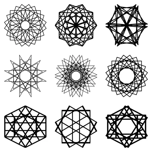 Soyut geometrik şekiller, fütüristik dalgalı fraktal yıldız ve c