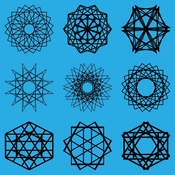 Soyut geometrik şekiller, fütüristik dalgalı fraktal yıldız ve c