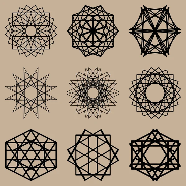 Soyut geometrik şekiller, fütüristik dalgalı fraktal yıldız ve c