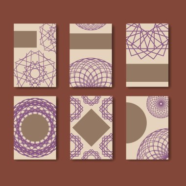Dizi geometrik broşürler ve kartları - vintage düzenleri - vektör
