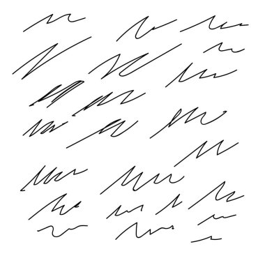 Vektör soyut elle çizilmiş mürekkep vuruşları kümesi