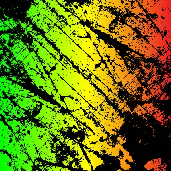 Grunge abstracto pintado fondo textura rayada. EPS10 vector ilustración reggae colores verde, amarillo, rojo — Vector de stock