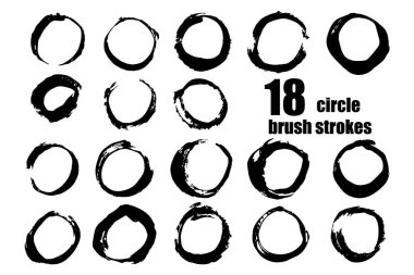 Grunge Circle fırça darbesi vektör kümesi 