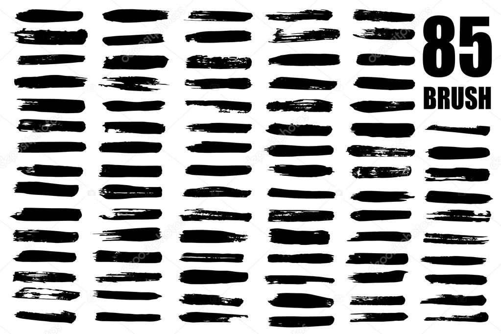 Vector set of different grunge brush strokes.