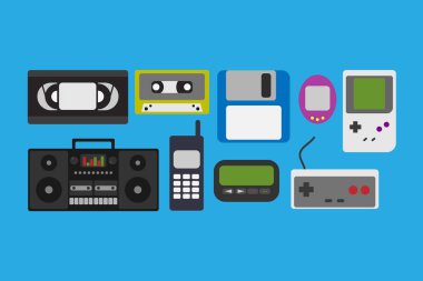 Vector illustration 90s gadget icons  clipart