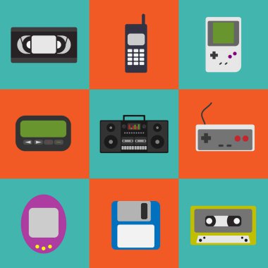 Vektör çizim 90s gadget simgeler 