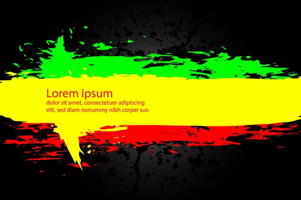Grunge abstrato pintado fundo textura riscada. EPS10 vetor ilustração reggae cores verde, amarelo, vermelho — Vetor de Stock
