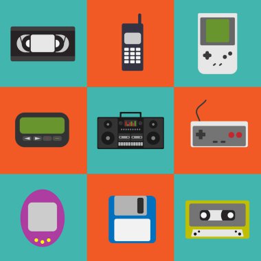 Vektör çizim 90s gadget simgeler