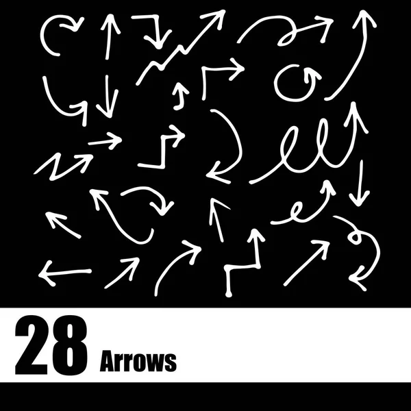 Hand drawn arrow set collection of black direction pencil sketch symbols, vector illustration graphic design — Stock Vector