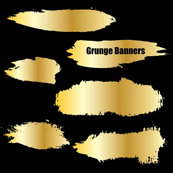 Gold-Vektor-Vorlage Set von Grunge-Bannern abstrakte Hintergründe für die Förderung — Stockvektor