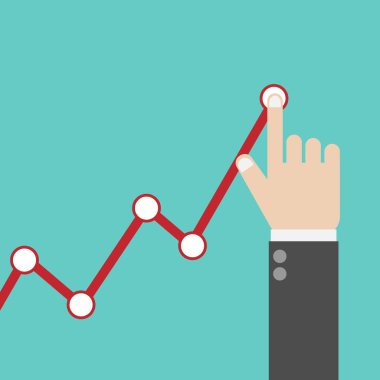 Kar kavramı, iş grafik büyüyen. İşadamı finansal büyüme grafik yönetir. Şablon yatırım. Vektör çizim düz tasarımı.