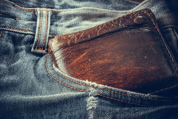 Carteira e jean com efeito de filtro estilo vintage retro — Fotografia de Stock