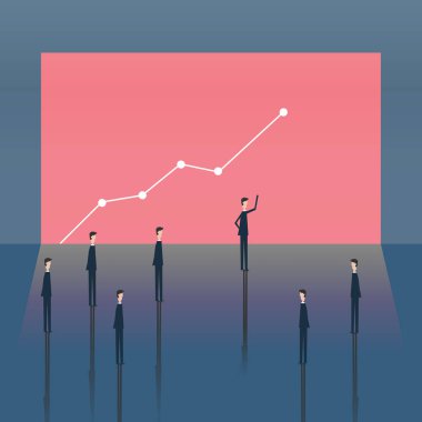 Kar kavramı, iş grafik büyüyen. İşadamı finansal büyüme grafik yönetir. Şablon yatırım. Vektör çizim düz tasarımı.