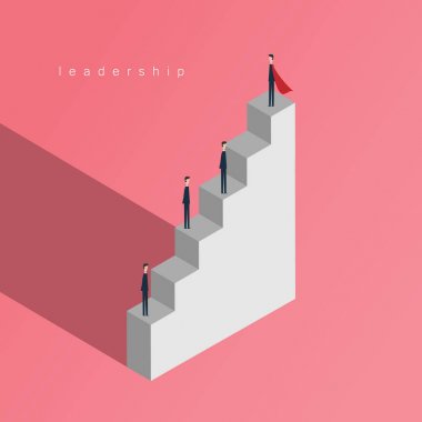 Minimalist tarzı vektör iş ekonomi kavramı. İş liderlik, kariyer başarı, ambition ve başarı bir sembolü olarak işadamı süper kahraman ayakta üstte. Düz tasarım