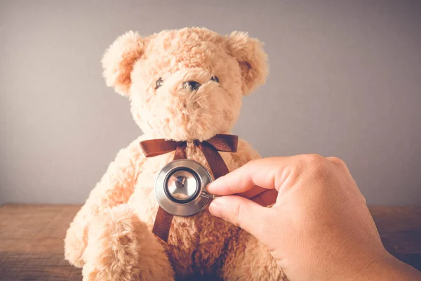 Health Care teddy bear Heart stethoscope with filter effect retro vintage style