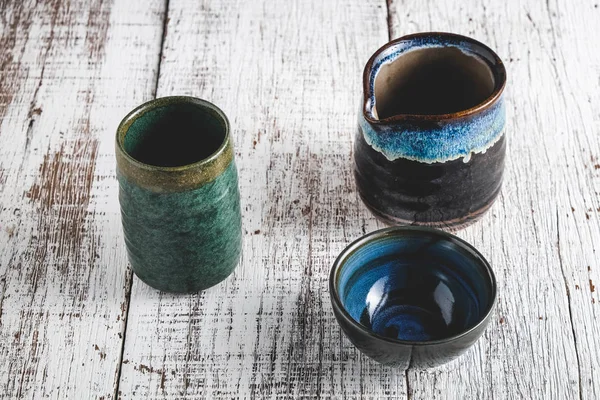 Çamurdan kalıp ve ısı ile filtre etkisi retro vintage tarzı ile yandı seramik kupa