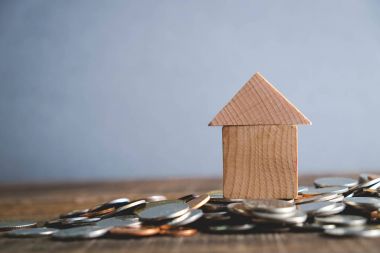 tasarruf yatırım ipotek kavramı ile para ev için bir sikke filtre etkisi retro vintage tarzı ile gelen