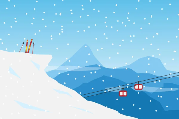 Vecteur Style minimaliste Snow Ski concept. Illustration de paysage minimal plat Eps10 — Image vectorielle