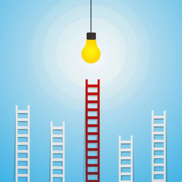 Минималистская идея лампы накаливания. Новая идея, изменение, тренд, смелость, творческое решение, инновация и концепция уникального пути . — стоковый вектор