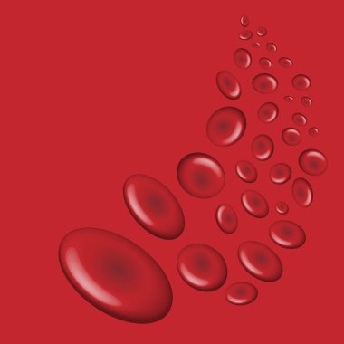 kırmızı kan hücreleri akış boyunca kırmızı background.illustration vektör eps10