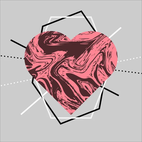 幾何学的図形バレンタインの日グリーティング カード、バナー、背景テンプレート ベクトル心イラスト. — ストックベクタ