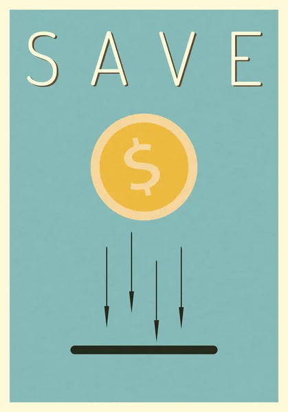 Retro poster minimalista stile.save dinheiro para o conceito de investimento. ilustração vetorial eps10 — Vetor de Stock